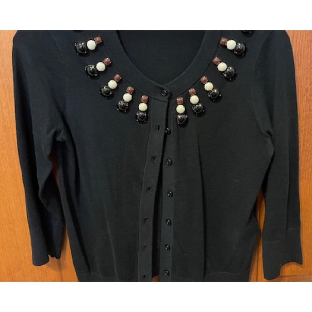 Kate Spade Black Cardigan with Beaded Neckline